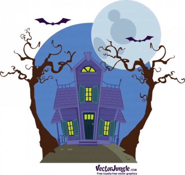 Halloween haunted Moon house illustration under the moon about Holidays Haunted Attractions
